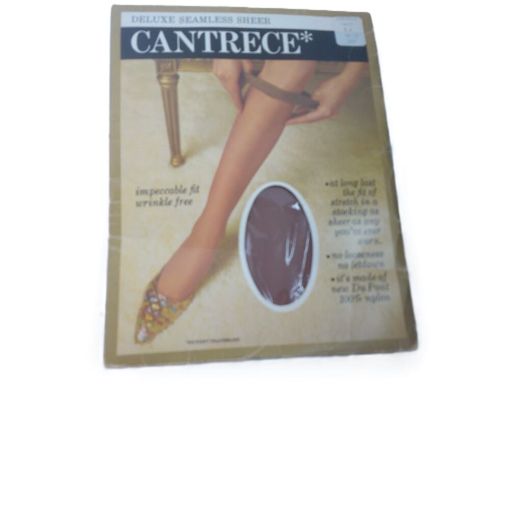 Vintage 1965 CANTRECE Nylon Deluxe Seamless Sheer STOCKINGS Size 8 Taupe 9.5-10 - Picture 5 of 5